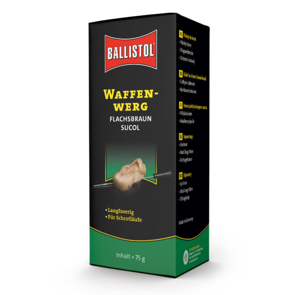 ballistol-waffenpflege-sucol-waffenwerg-reinigungspropfen-filzpropfen-waffenpflege-kaufen-ammo-depot-schrotlauf-reinigen-gewehrreinigungswerg-flachsbraun